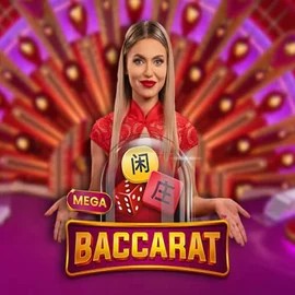 Mega Baccarat online game logo by Pragmatic Play on slotroyals.eu