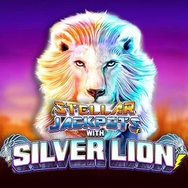 Stellar Jackpots with Silver Lion online game logo by Lightning Box Game on slotroyals.eu